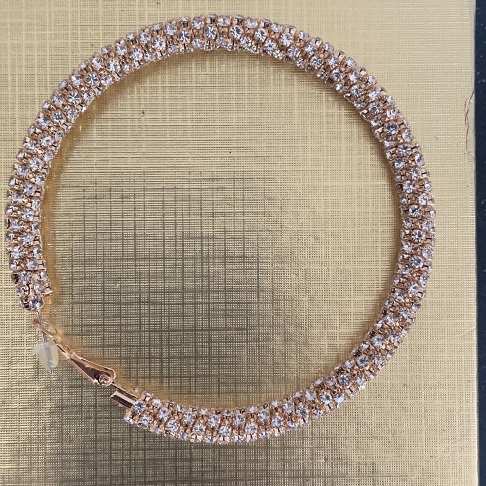 70MM Rhinestone Wrap Around Iconic Hoops - Picture 6 of 8